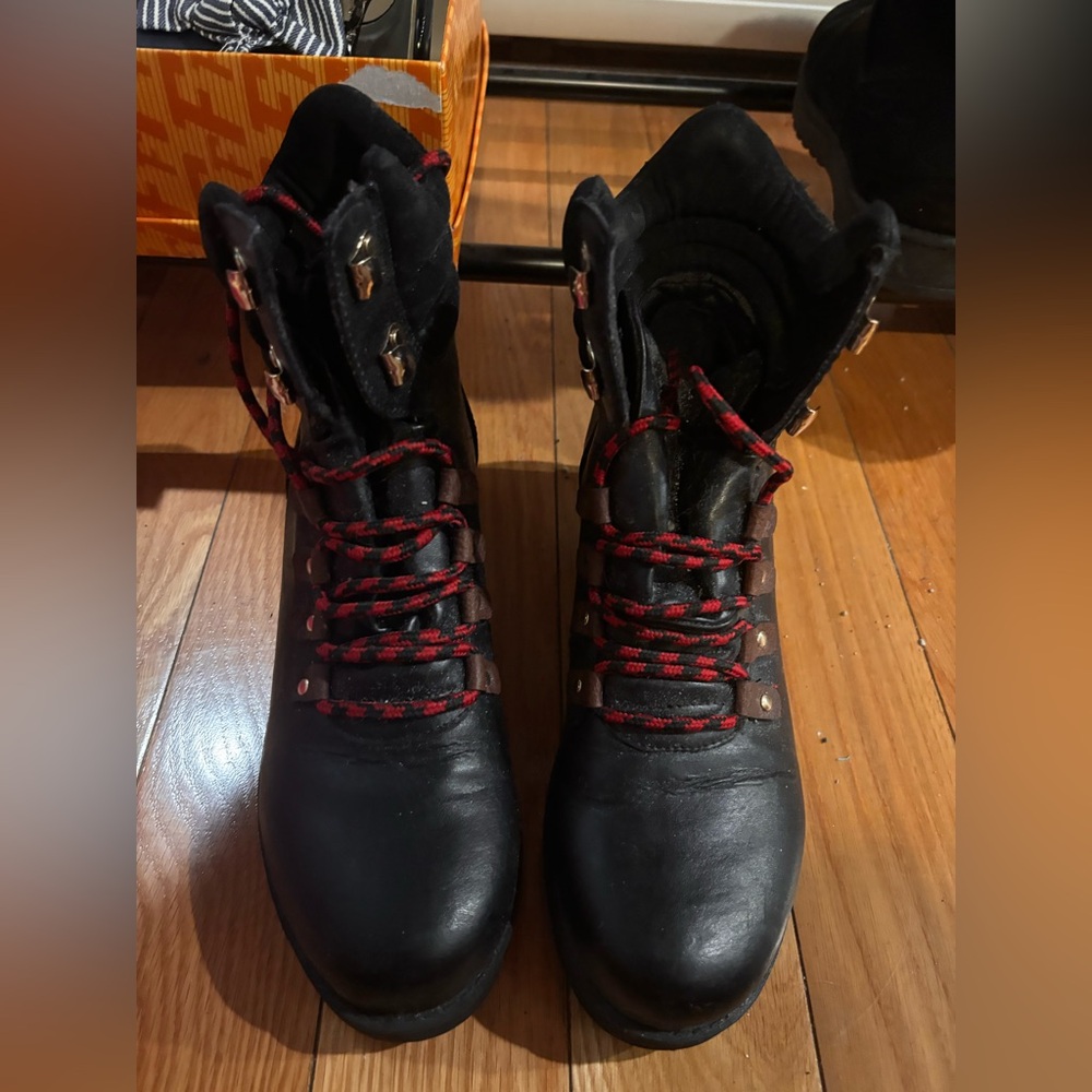 Mudd Black Combat Boots with Red Laces